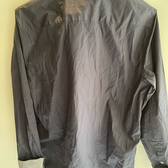 Tam Ware Men's Long Sleeve Button Down Shirt Black with Black/White Checkered - Picture 4 of 4